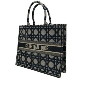 Christian Dior Book Tote Bag Gray Navy Blue